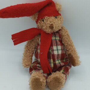 Gund Fancy Pants Bear 8741 Christmas Plaid Red 9"